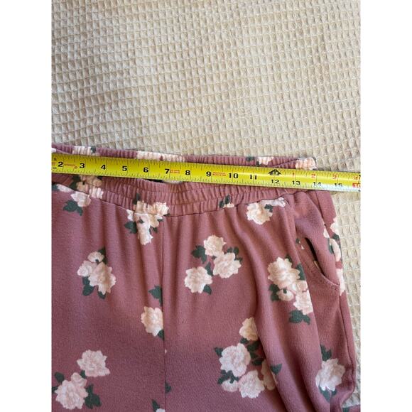 BP. By Nordstrom Floral Cozy Soft Pink Wide Leg Elastic Waist Lounge Pants Med - Picture 7 of 11